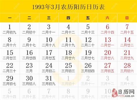 1993年农历表|1993年日历表,1993年农历阳历表